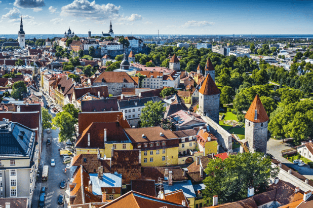 Dawn in Tallinn, Estonia at the old city